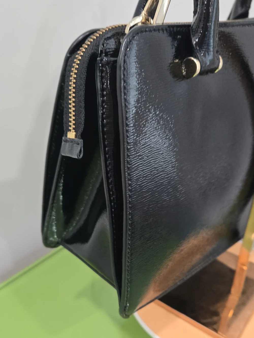 Kate Spade Bixby Place Black Patent Satchel with Gold Hardware and Wallet